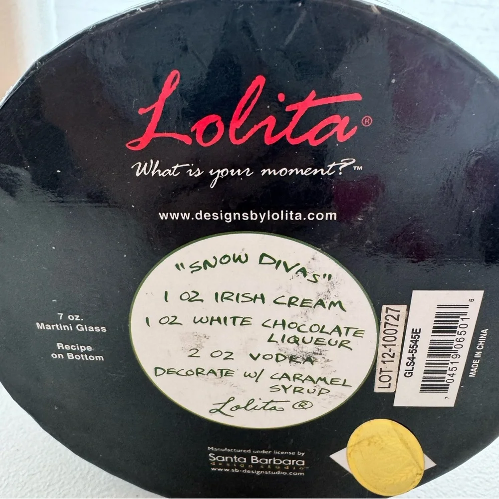 Lolita Snow Divas Christmas Martini Glass NIB Hand Painted Collectible 7oz
